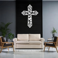 Floral Grace Cross Metal Art - Image 6