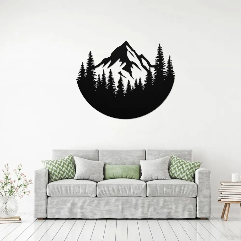 Framed Wilderness Mountain Metal Art
