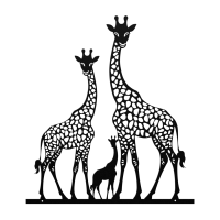 Giraffe Family Love Metal Art