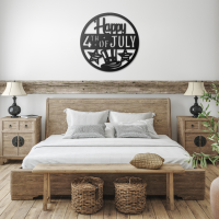 Happy 4th of July Circle Metal Wall Art - Image 3