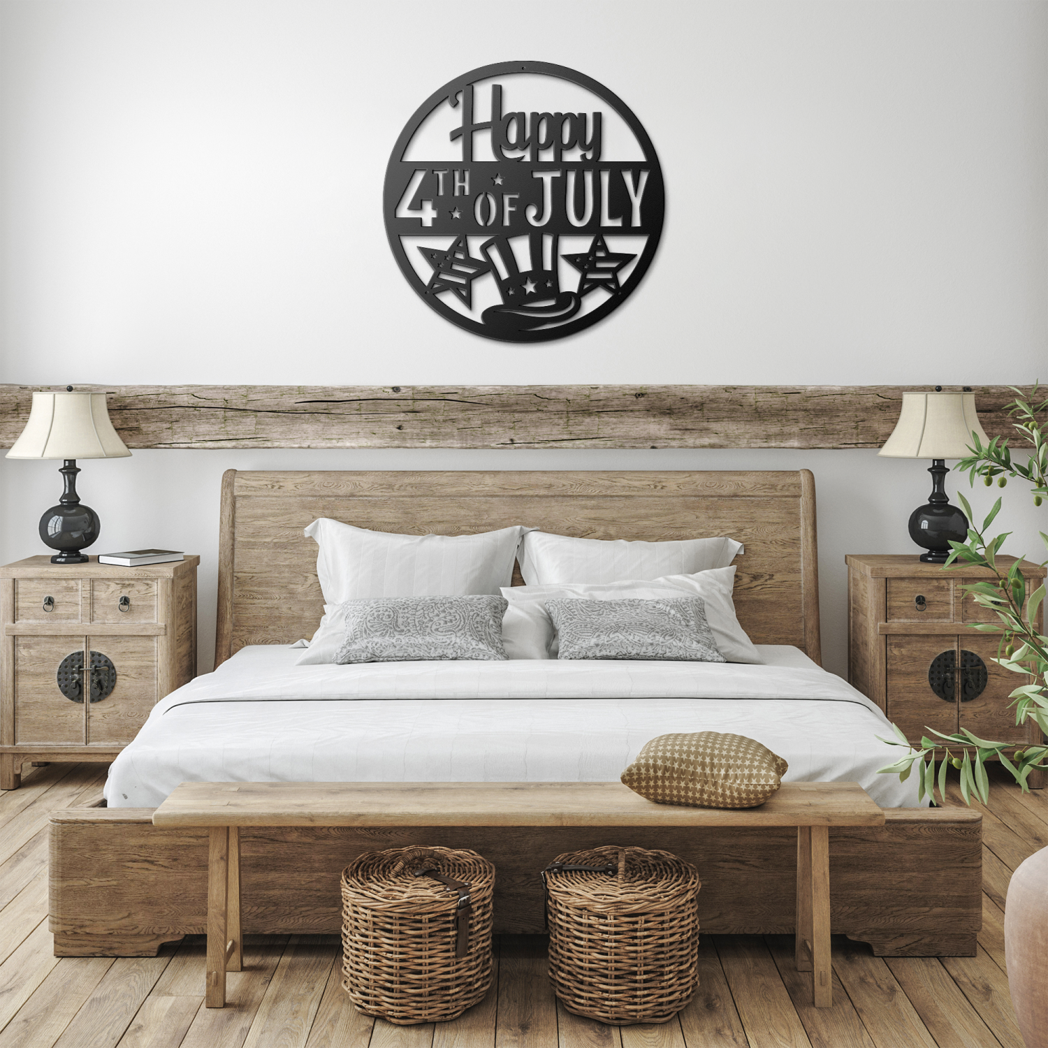 Happy 4th of July Circle Metal Wall Art - Image 3