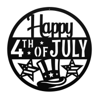 Happy 4th of July Circle Metal Wall Art