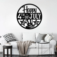 Happy 4th of July Circle Metal Wall Art