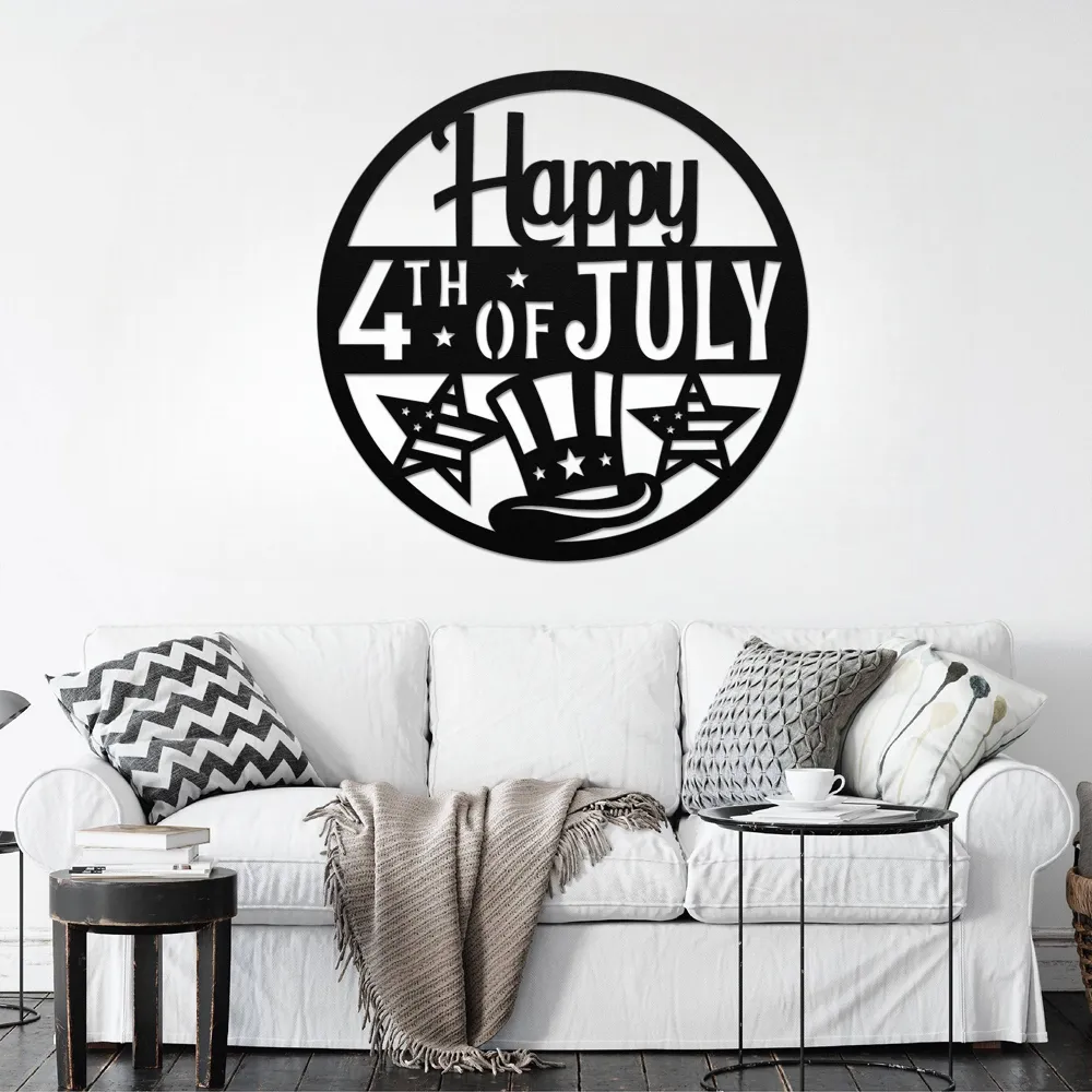 Happy 4th of July Circle Metal Wall Art - Image 1