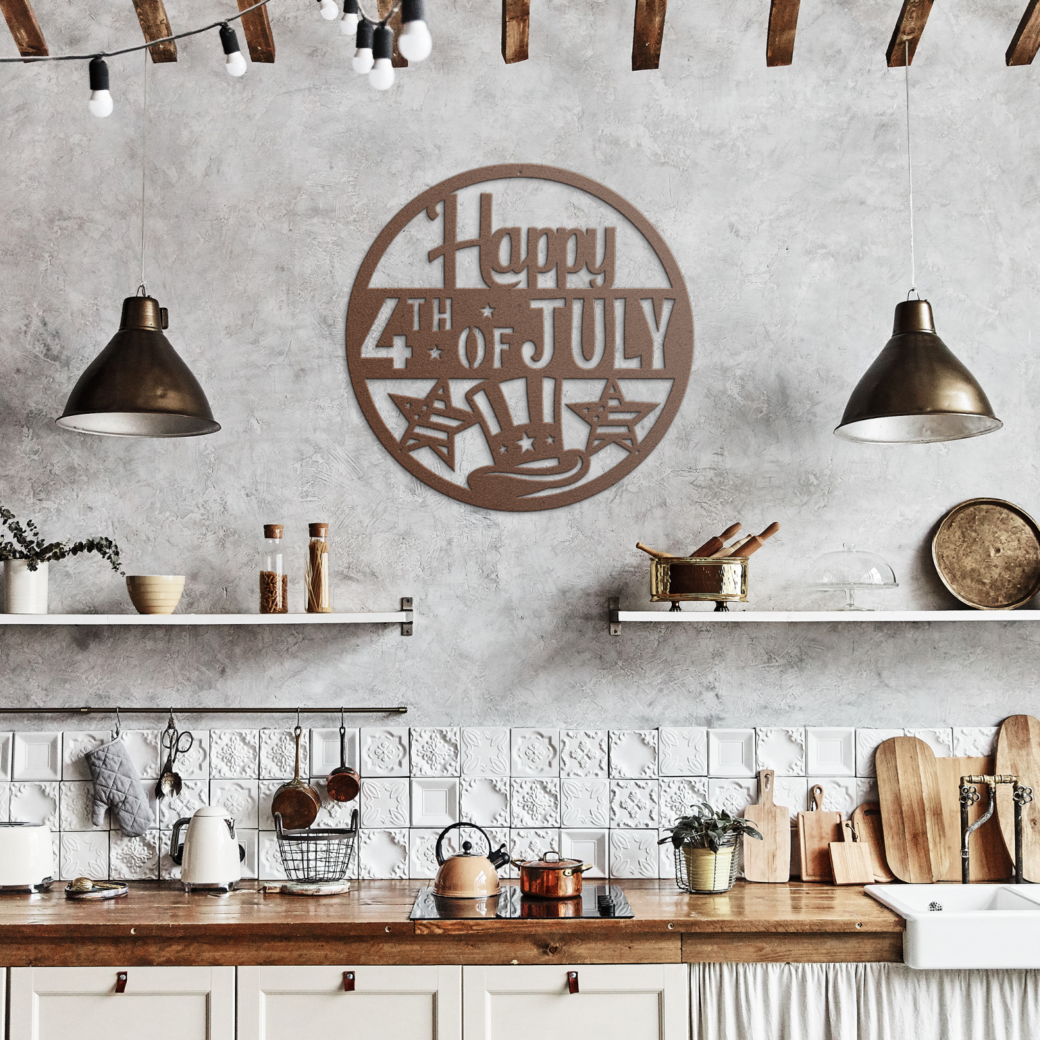 Happy 4th of July Circle Metal Wall Art - Image 7