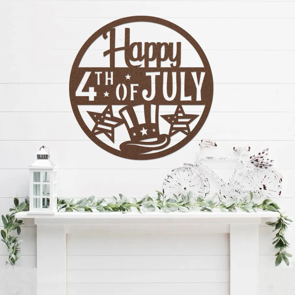 Happy 4th of July Circle Metal Wall Art - Image 5