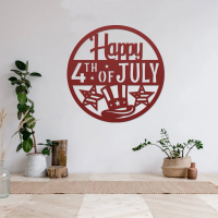 Happy 4th of July Circle Metal Wall Art - Image 5