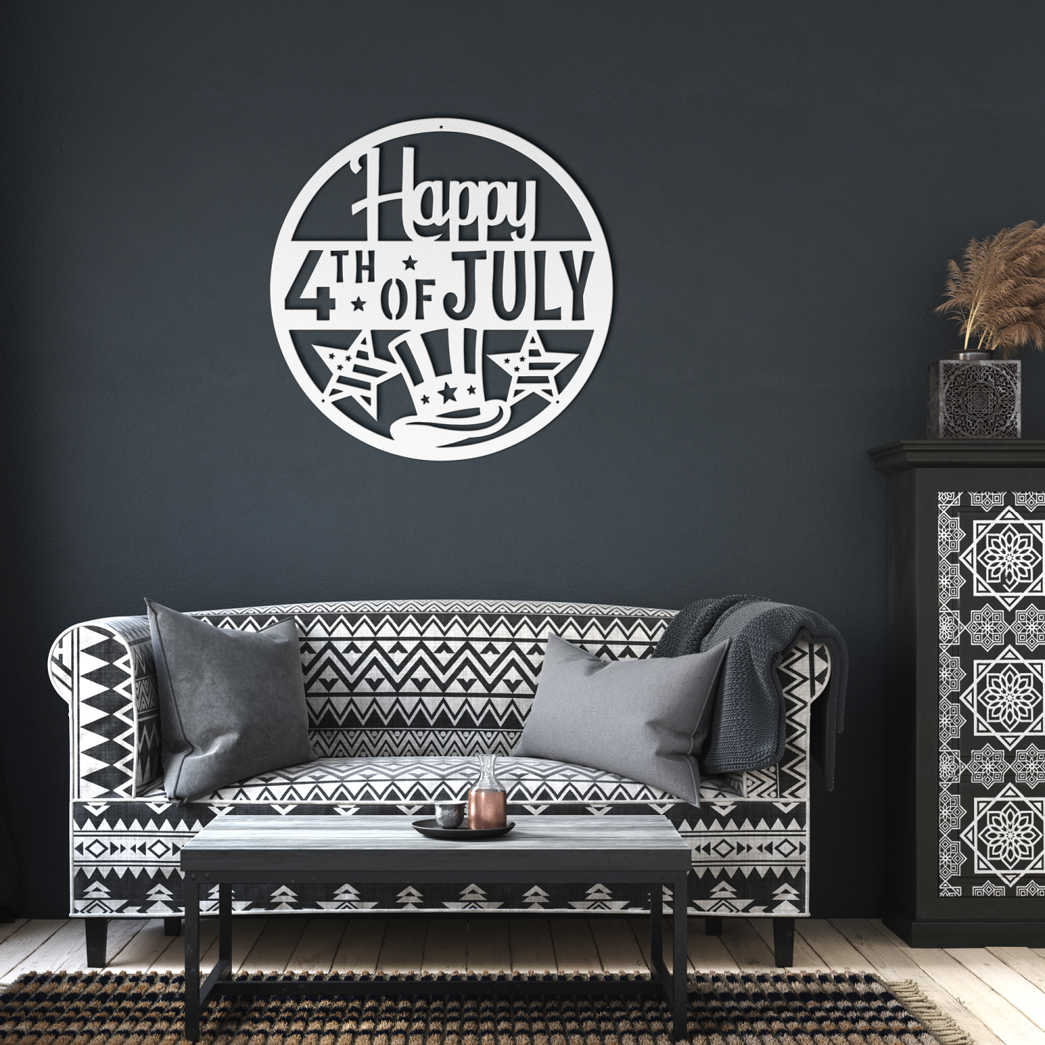 Happy 4th of July Circle Metal Wall Art - Image 6