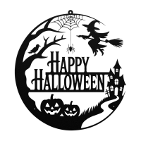 Happy Halloween Round Metal Art
