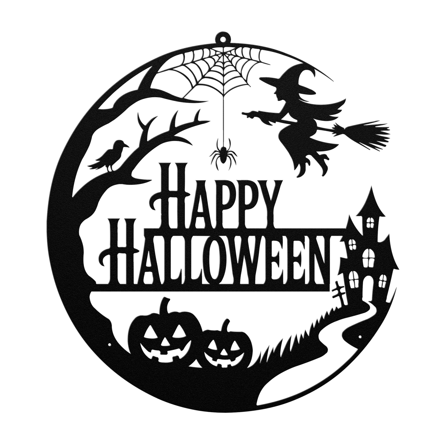 Happy Halloween Round Metal Art