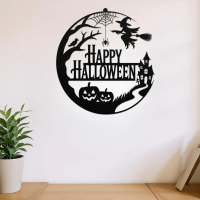Happy Halloween Round Metal Art