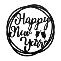 Happy New Year Round Metal Art