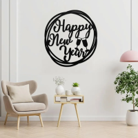 Happy New Year Round Metal Art - Image 3