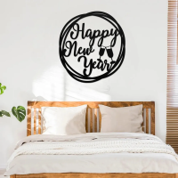 Happy New Year Round Metal Art