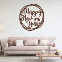 Happy New Year Round Metal Art - Image 4