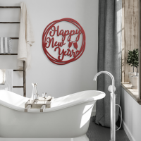 Happy New Year Round Metal Art - Image 4