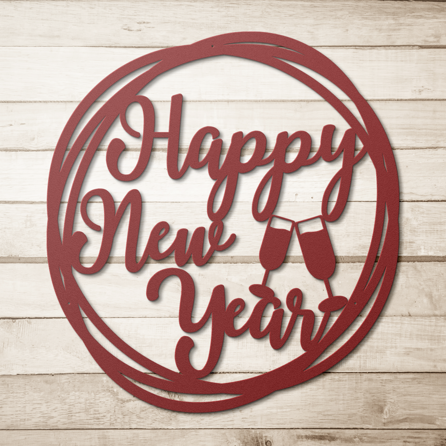 Happy New Year Round Metal Art - Image 5