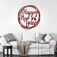 Happy New Year Round Metal Art - Image 5