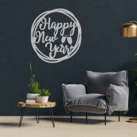 Happy New Year Round Metal Art - Image 6