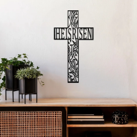 He Is Risen Cross Metal Art