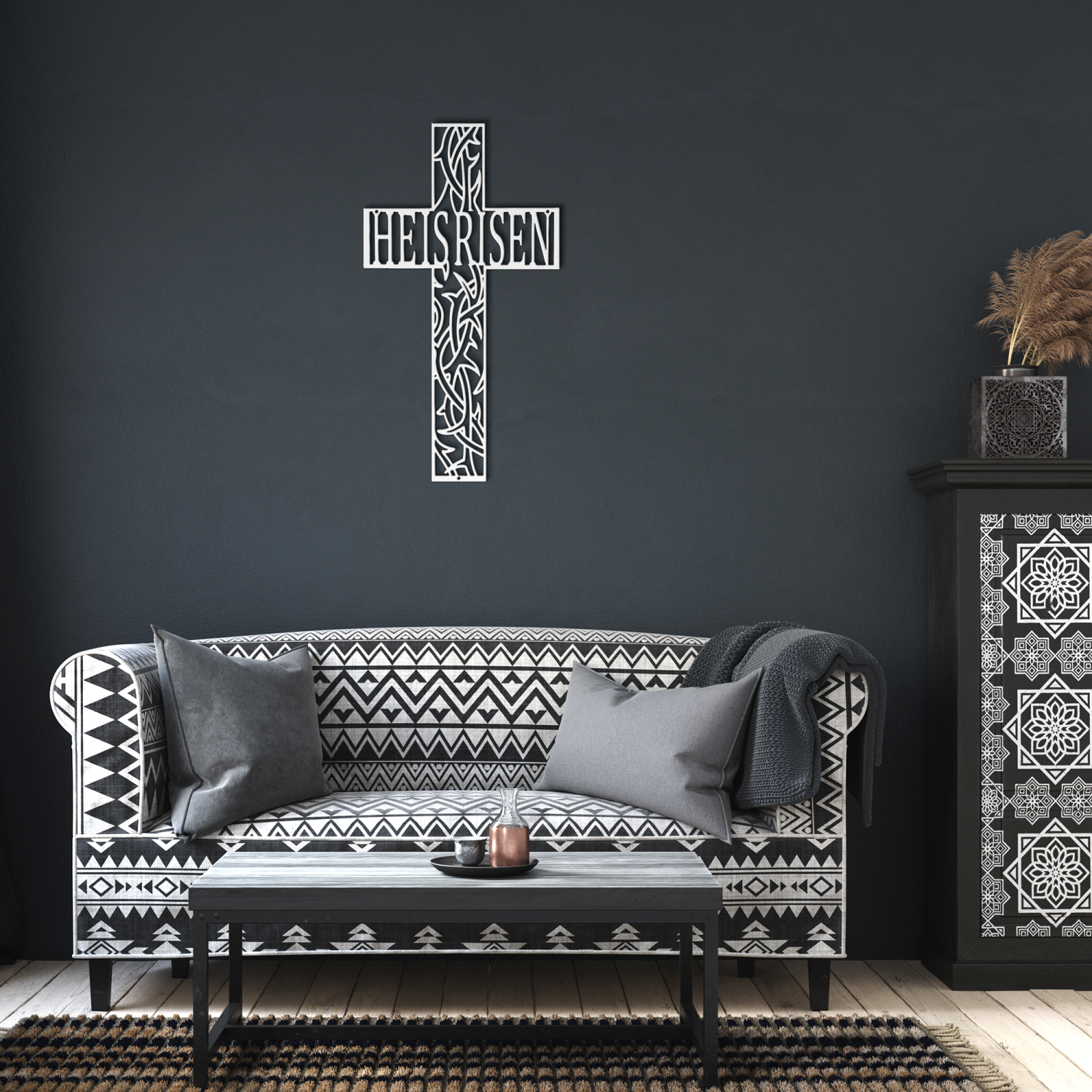 He Is Risen Cross Metal Art - Image 6