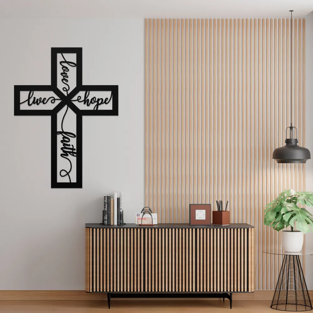 Love Faith Hope Cross Metal Art