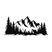 Mountain Range & Camping  site Metal Art