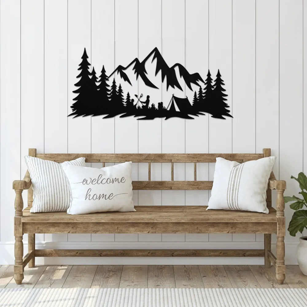 Mountain Range & Camping  site Metal Art