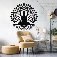 Peaceful Buddha Under Tree Wall Art - Image 2