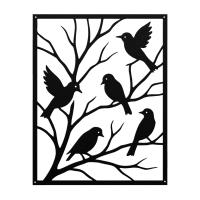 Peaceful Perched Birds Metal Wall Art