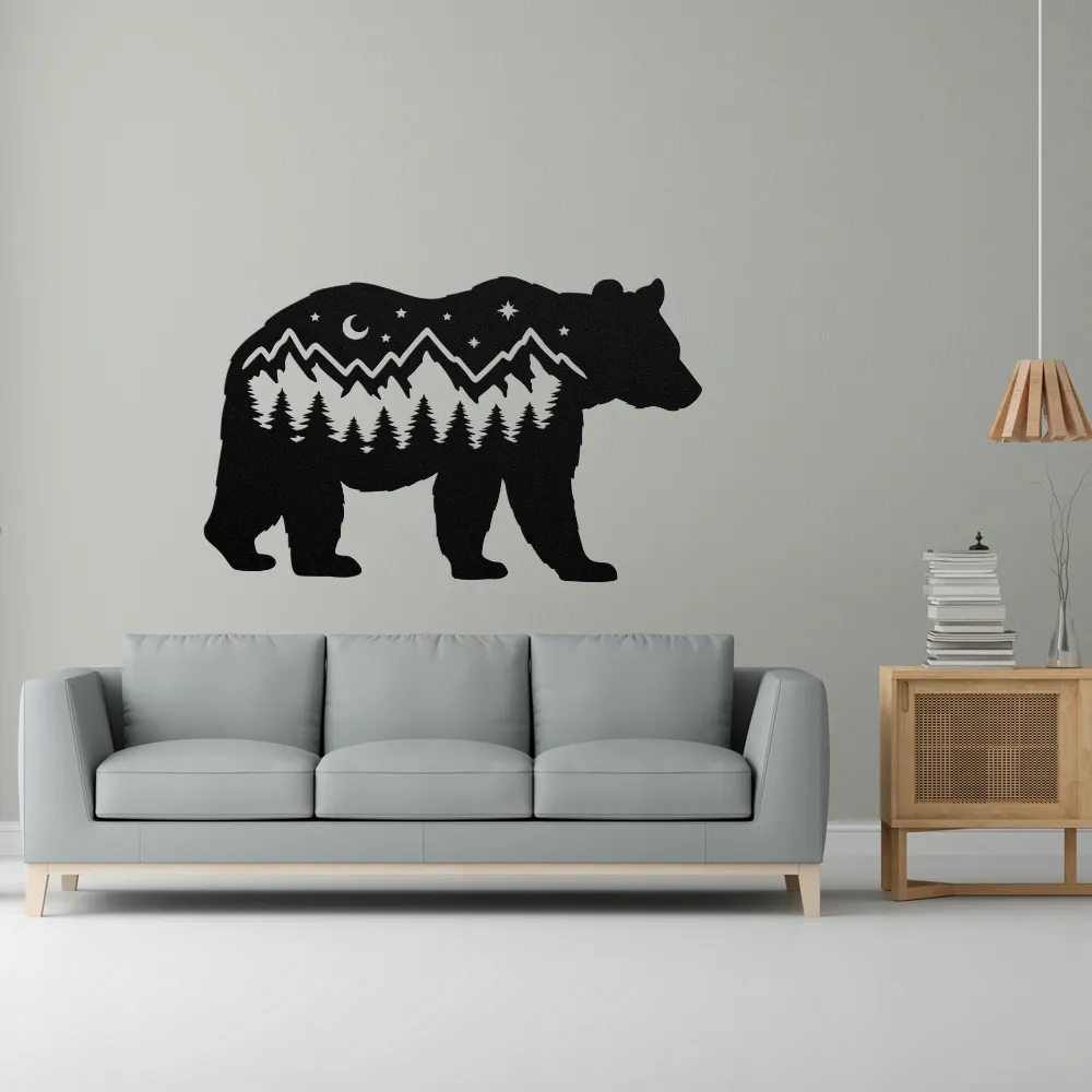 Roaming Bear in Wilderness Metal Art