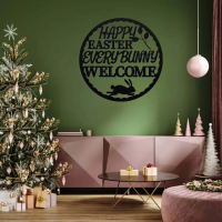 Round Happy Easter Metal Art - Image 2