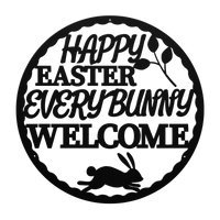 Round Happy Easter Metal Art