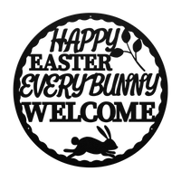 Round Happy Easter Metal Art