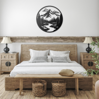 Rustic Mountain Circle Metal Art - Image 3