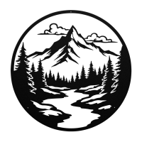 Rustic Mountain Circle Metal Art