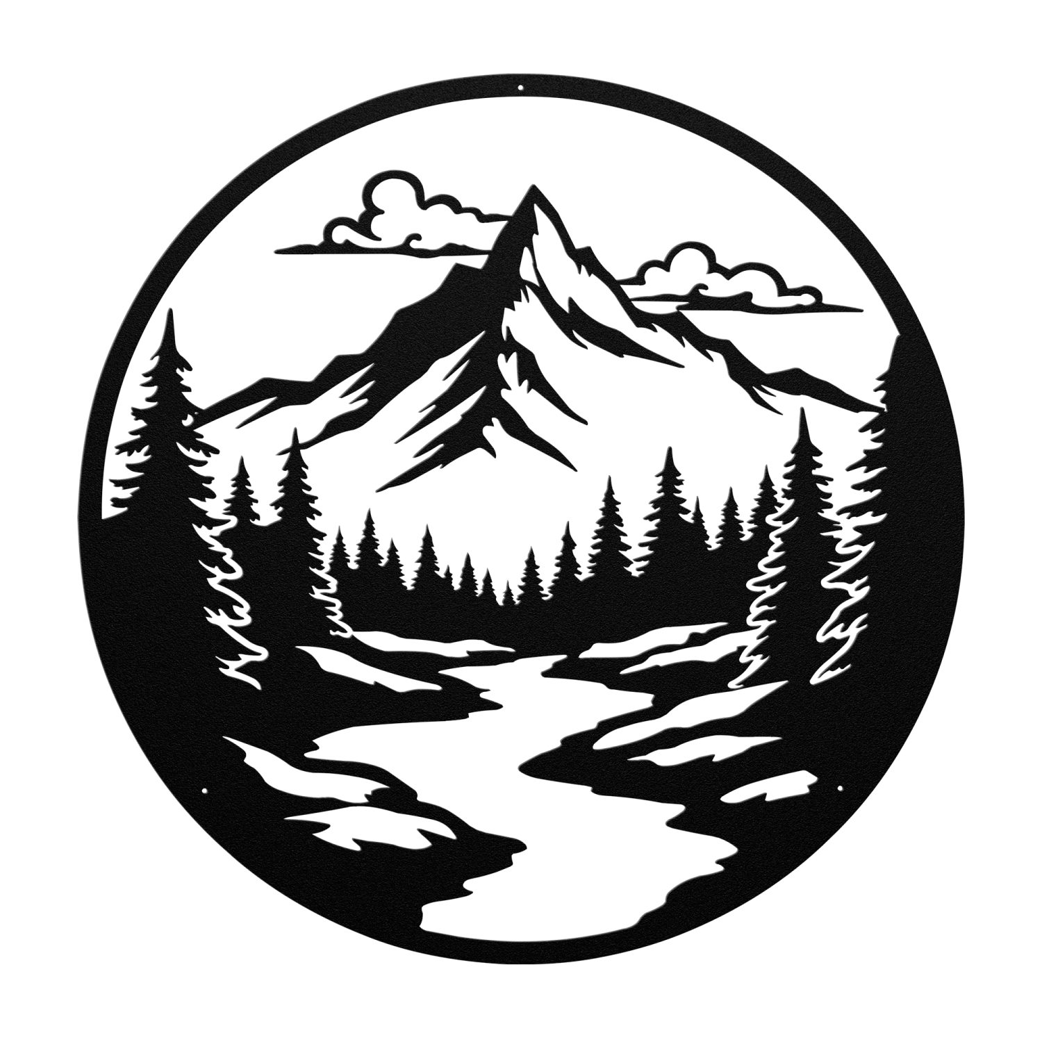 Rustic Mountain Circle Metal Art