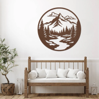 Rustic Mountain Circle Metal Art - Image 4
