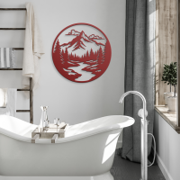 Rustic Mountain Circle Metal Art - Image 4