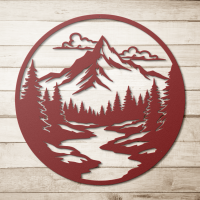 Rustic Mountain Circle Metal Art - Image 5