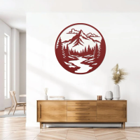 Rustic Mountain Circle Metal Art - Image 5
