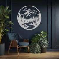 Rustic Mountain Circle Metal Art - Image 6