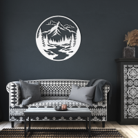 Rustic Mountain Circle Metal Art - Image 6