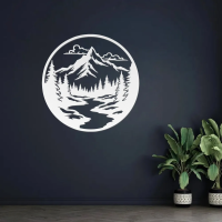 Rustic Mountain Circle Metal Art - Image 7