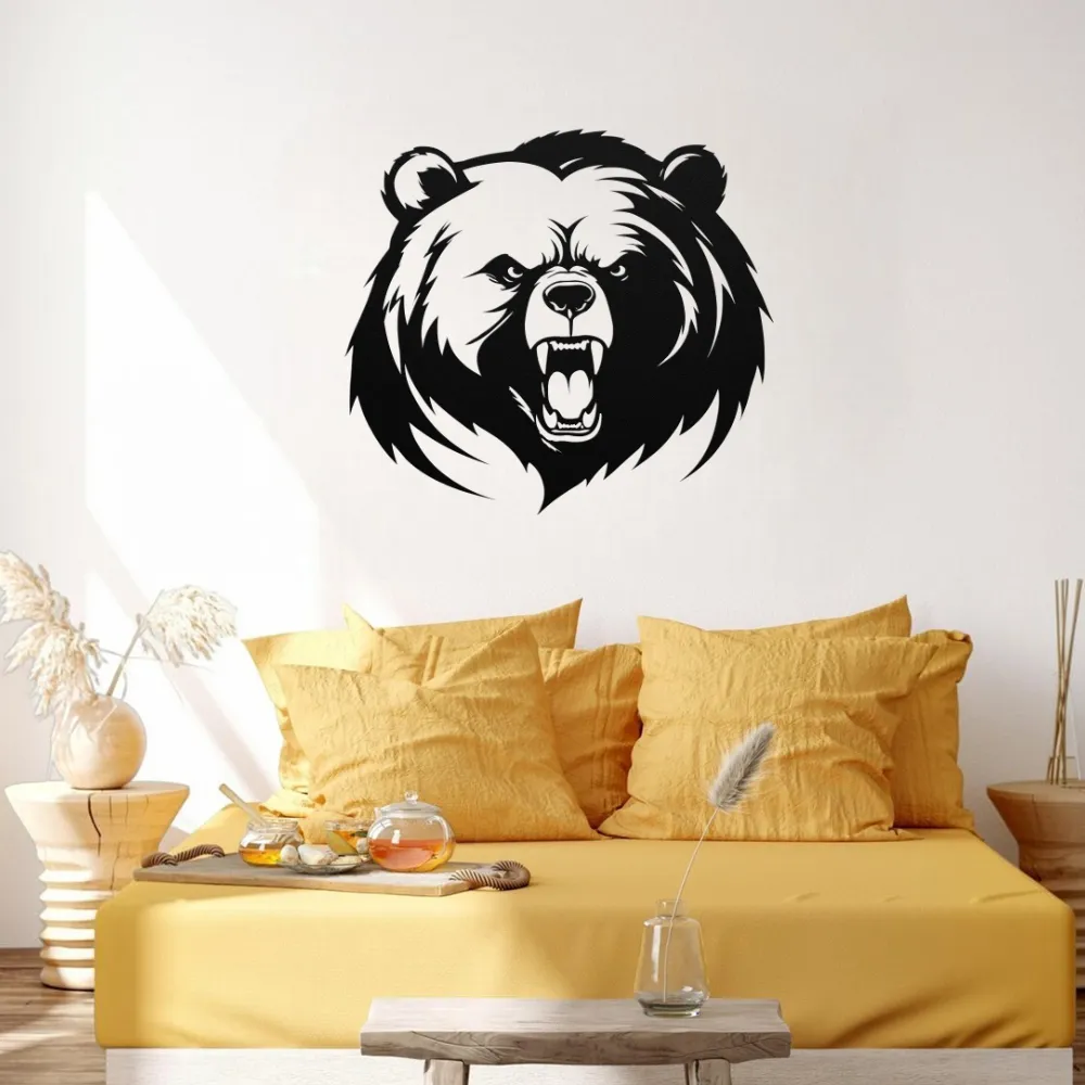 Savage_Grizzly_Face_Steel_Wall_Art_Black_Transparent_Mockup_2 Savage Grizzly Face Steel Wall Art - Image 1