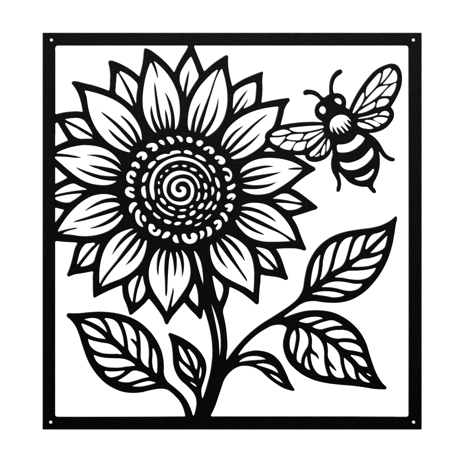 Sunflower__Bee_Garden_Wall_Art_Black_Transparent_Mockup-thumb.750x750.png Sunflower & Bee Garden Wall Art - Image 1