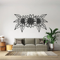 Triple Sunflower Bloom Metal Wall Art - Image 2