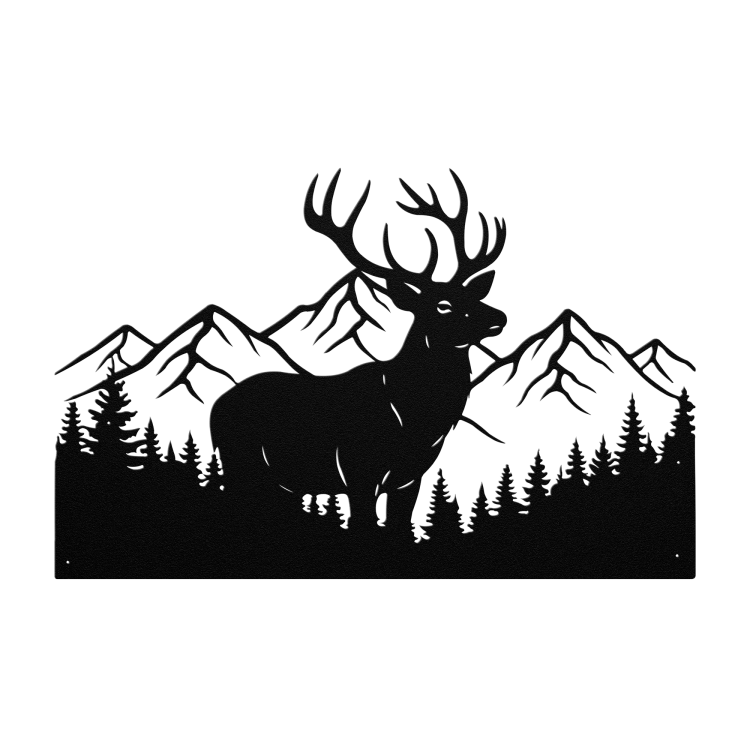 Woodland Deer Mountain Metal Art