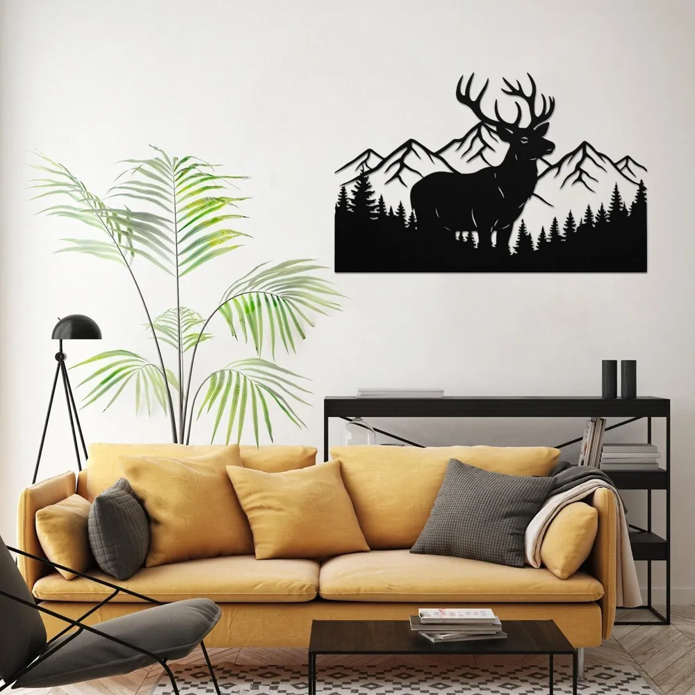 Woodland Deer Mountain Metal Art